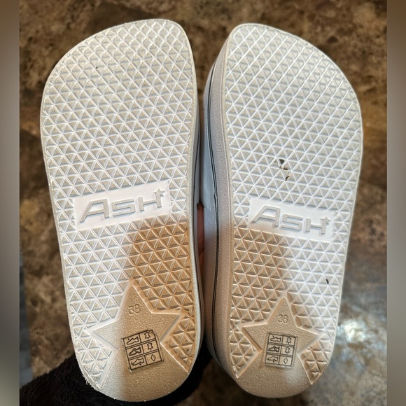 ASH Spot Bis Chunky Soled Platform Slides Sandals White/Black Size 38/8 Modesens - Picture 10 of 11